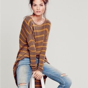 Free people Striped Brown and Yellow Women's Sweater
